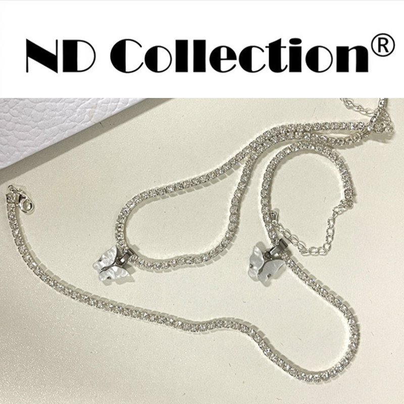 ND Coll冰山公主 超稀有neckontheline冰白蝴蝶锆石项链choker