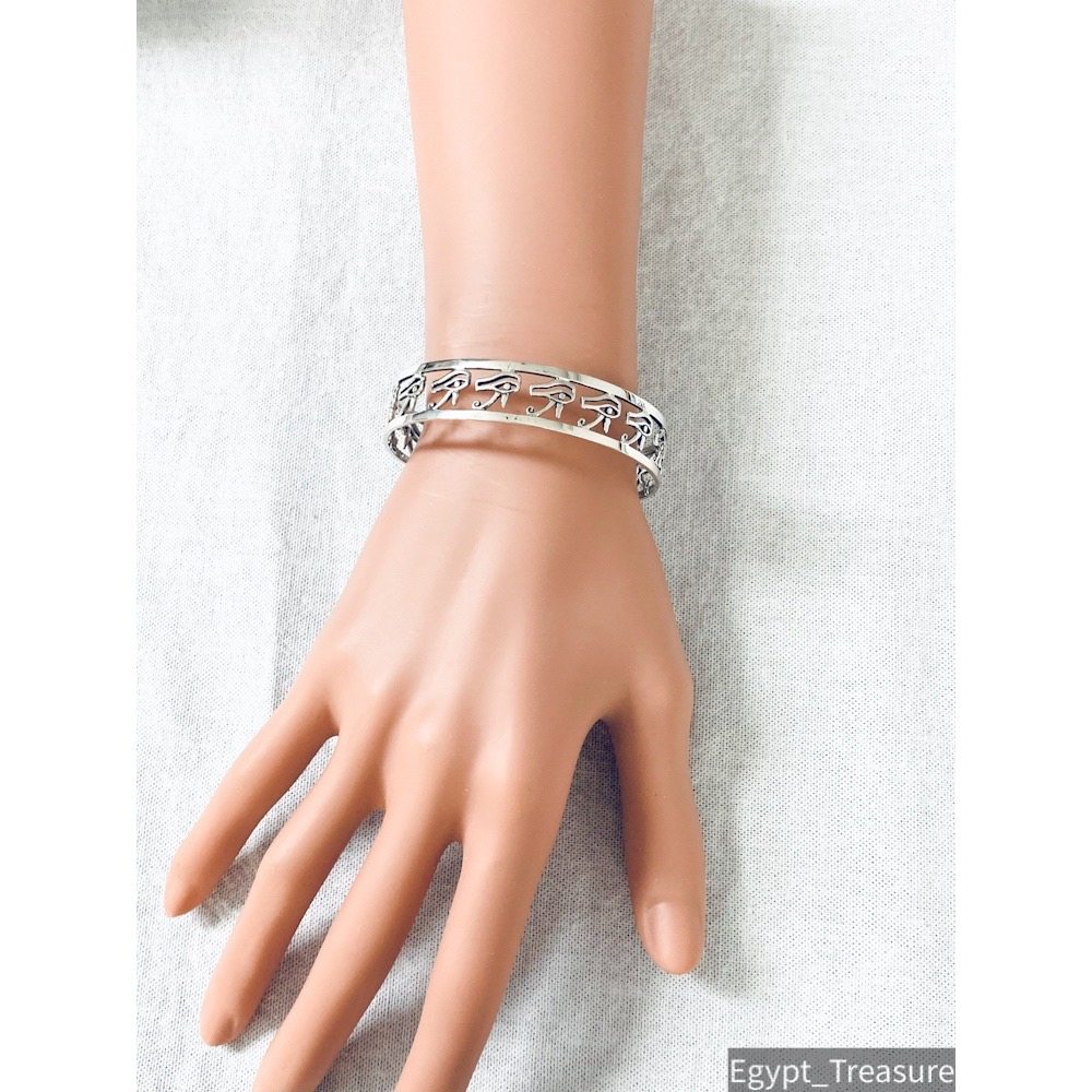 现货少古埃及荷鲁斯之眼vintage纯手工复古925银手镯博物馆经典款