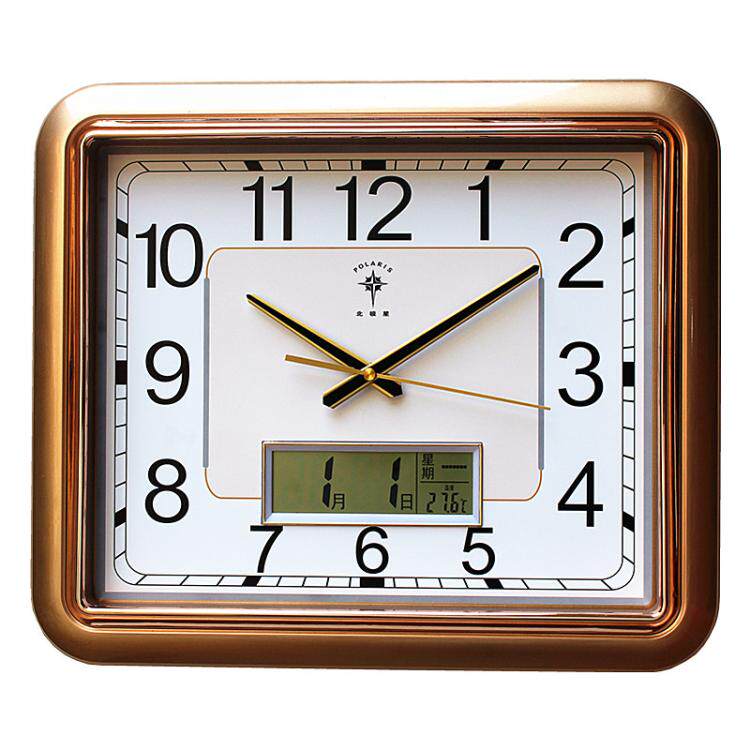 北极星电子挂钟客厅卧室钟表创意静音个性时尚日历时钟石英钟家用