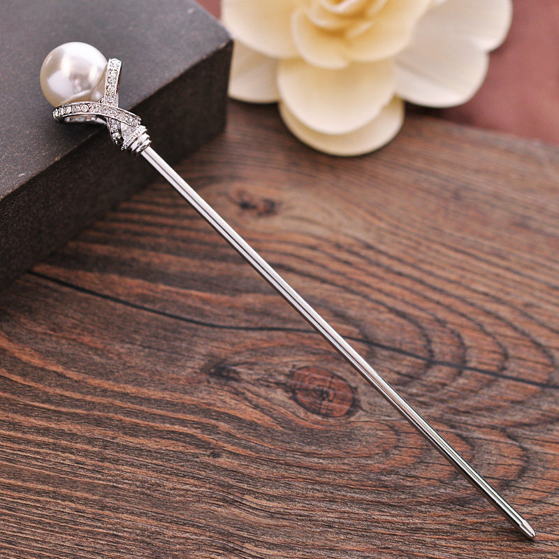 夏季简约现代古风珍珠发簪簪子复古盘发配旗袍头饰发饰张步摇发钗