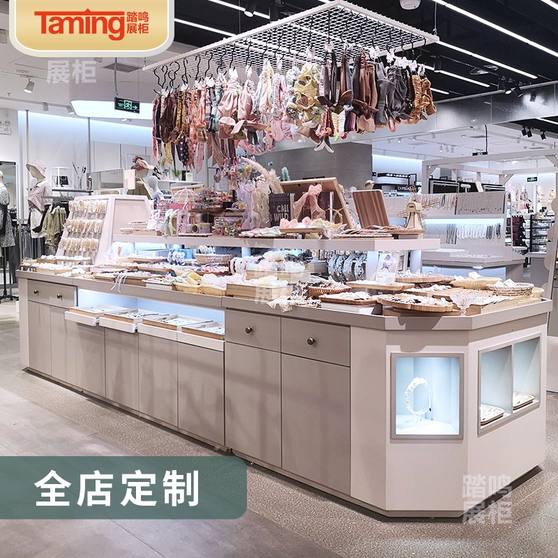 饰品展示柜全店定制中岛台耳环项链双面珠宝精品陈列柜首饰展示柜