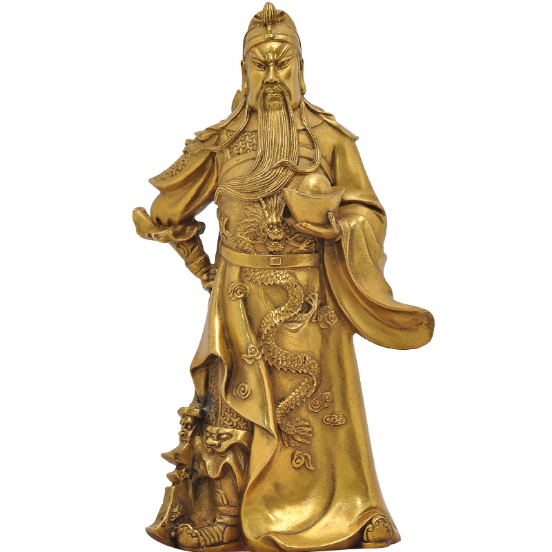 净艺坊家居旗舰店的优惠券大全—纯铜元宝关公摆件招财开光关羽关二爷