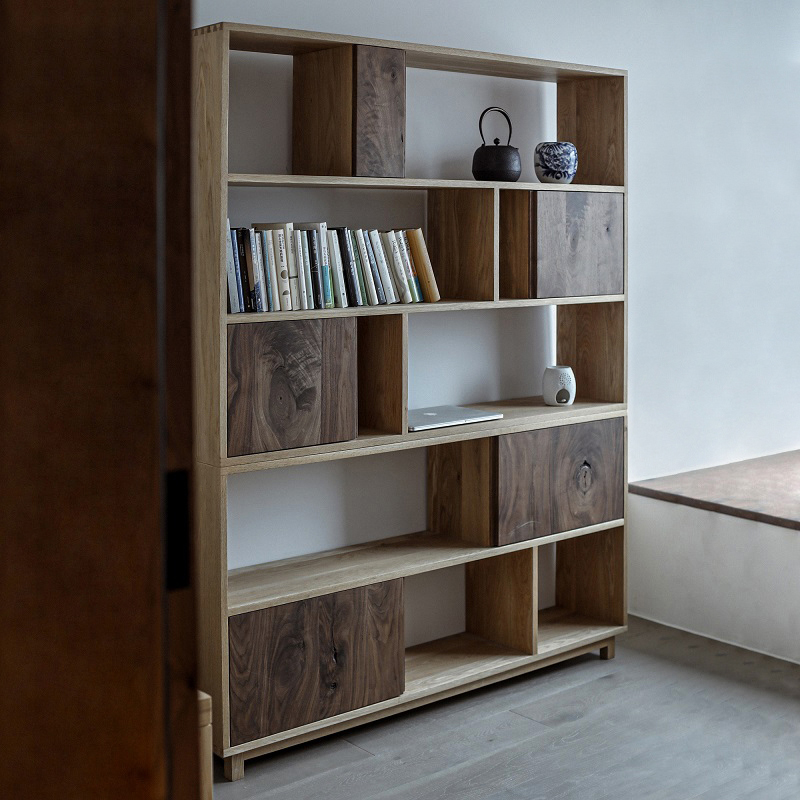 野径生活简约书架置物架北欧设计现代实木书房组合定制满墙书柜