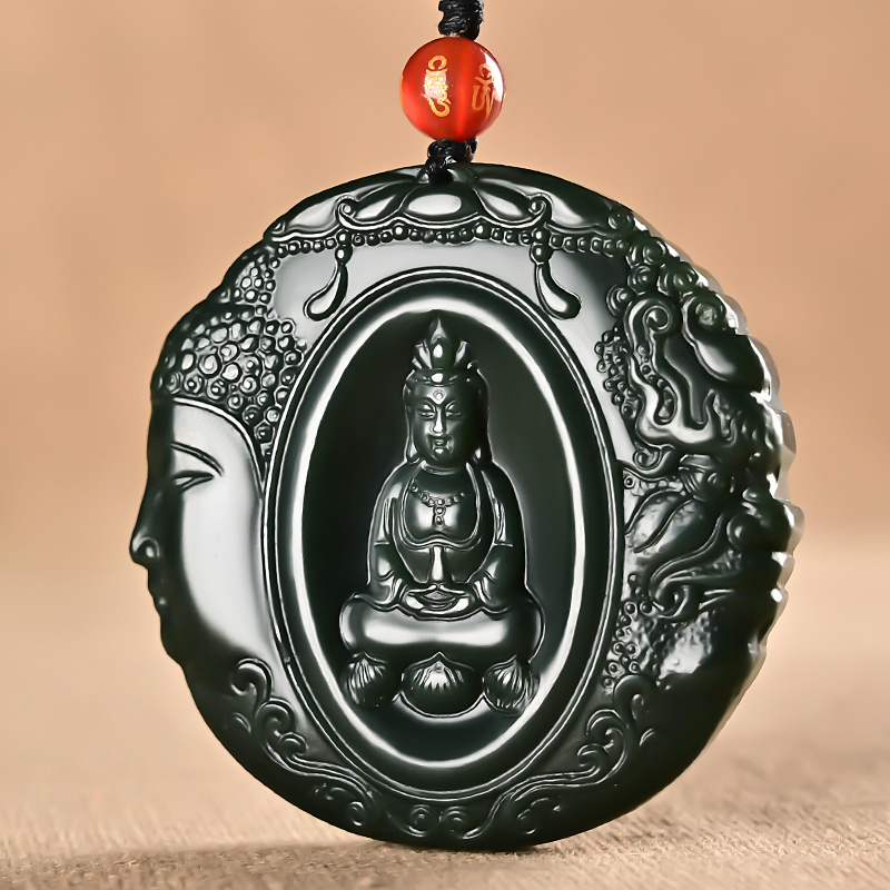 天然和田玉青玉佛魔一念之间吊坠男女