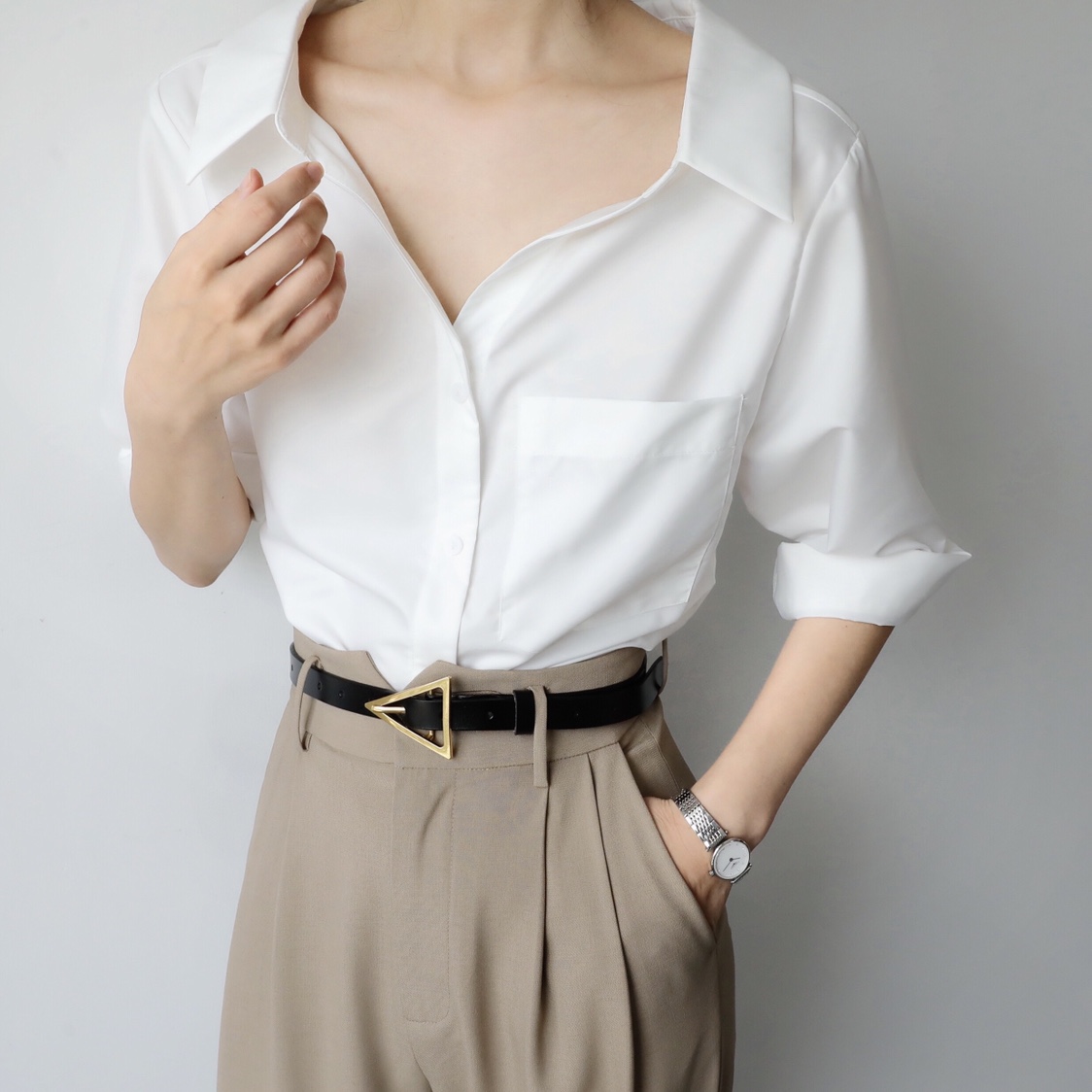 衬衫女2022春新款高级感大领子提花尖领宽松衬衣上衣已售7$178折后价$