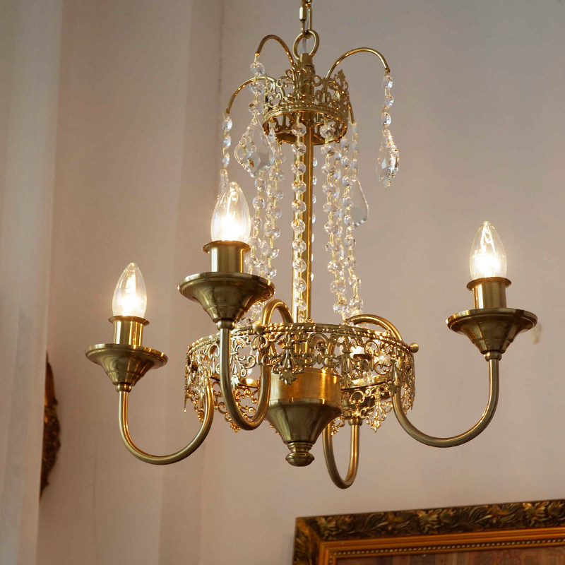 法式浪漫皇冠水晶吊灯中古vintage美式复古轻奢餐厅艺术卧室吊灯