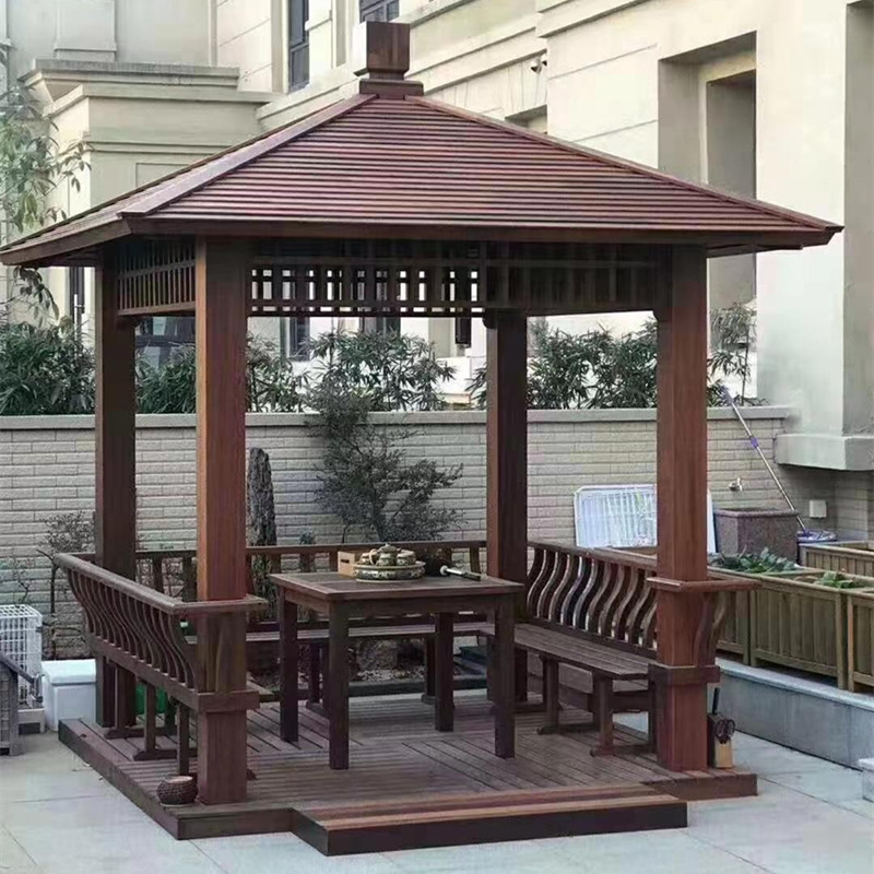 新中式凉亭户外庭院别墅花园室外仿古加厚四角实木防腐木院子亭子