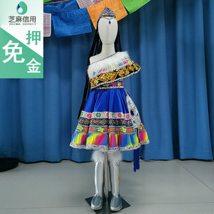 儿童唱歌比赛民族元素服装租赁女童模特走秀少数民族蒙古族礼服裙