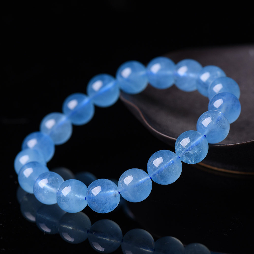 海蓝宝手链女款天然水晶深蓝冰种海蓝宝手串海蓝宝石手链