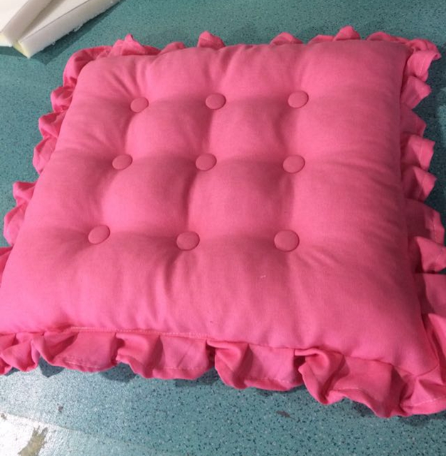 亚麻布料纯色加花边椅垫加厚泡泡垫子可定做尺寸长方形椅子垫