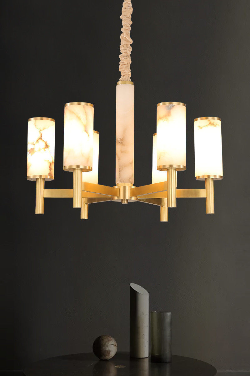 全铜客厅吊灯后现代轻奢天然西班牙云石餐厅卧室书房灯具