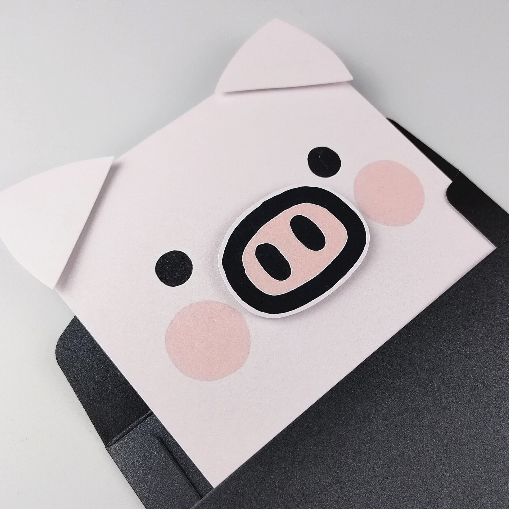 猪猪情侣卡通生日贺卡原创儿童高级感小卡片diy手工立体小众学生