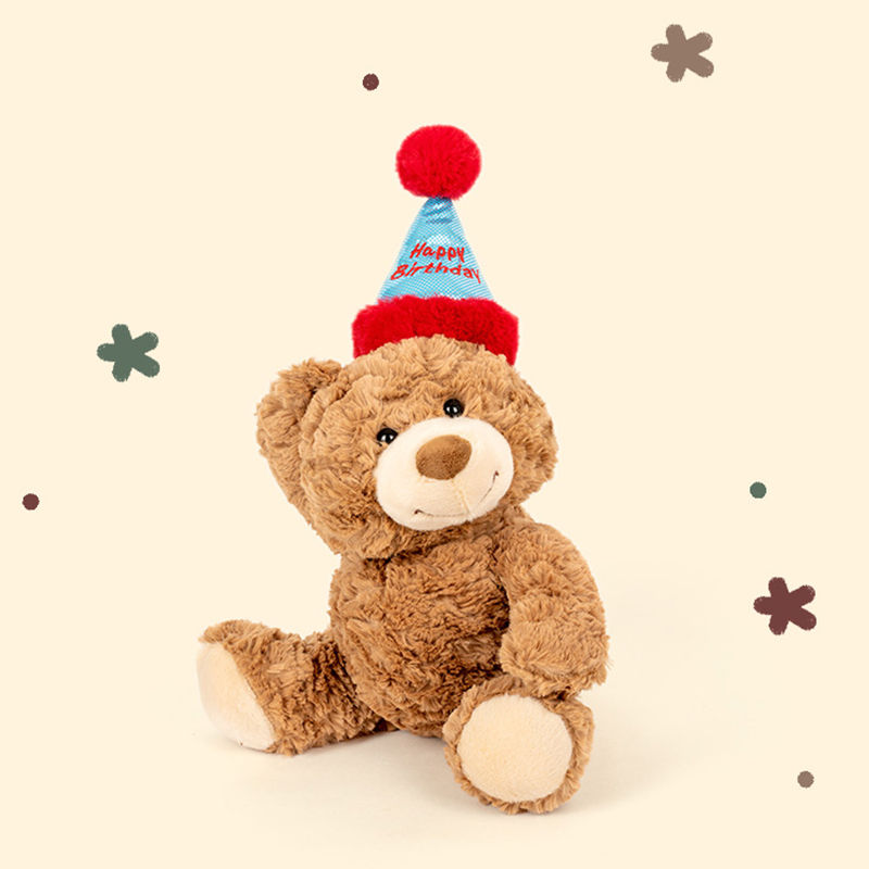 新款生日帽礼物熊公仔泰迪小熊熊毛绒玩具可爱玩偶女生睡觉抱娃娃