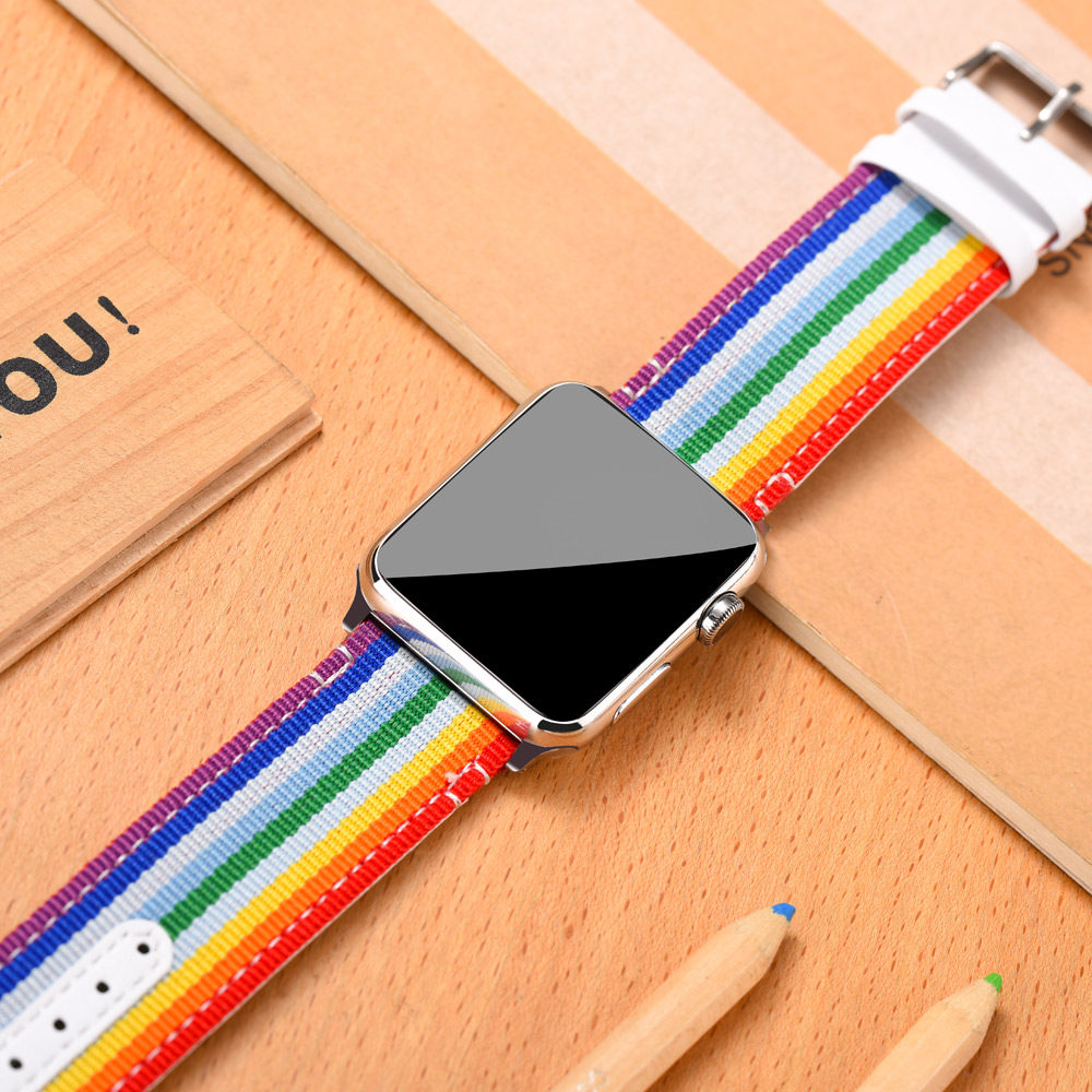 适用applewatch6表带尼龙新款表带iwatch5表带男女个性潮牌时尚1/2/3