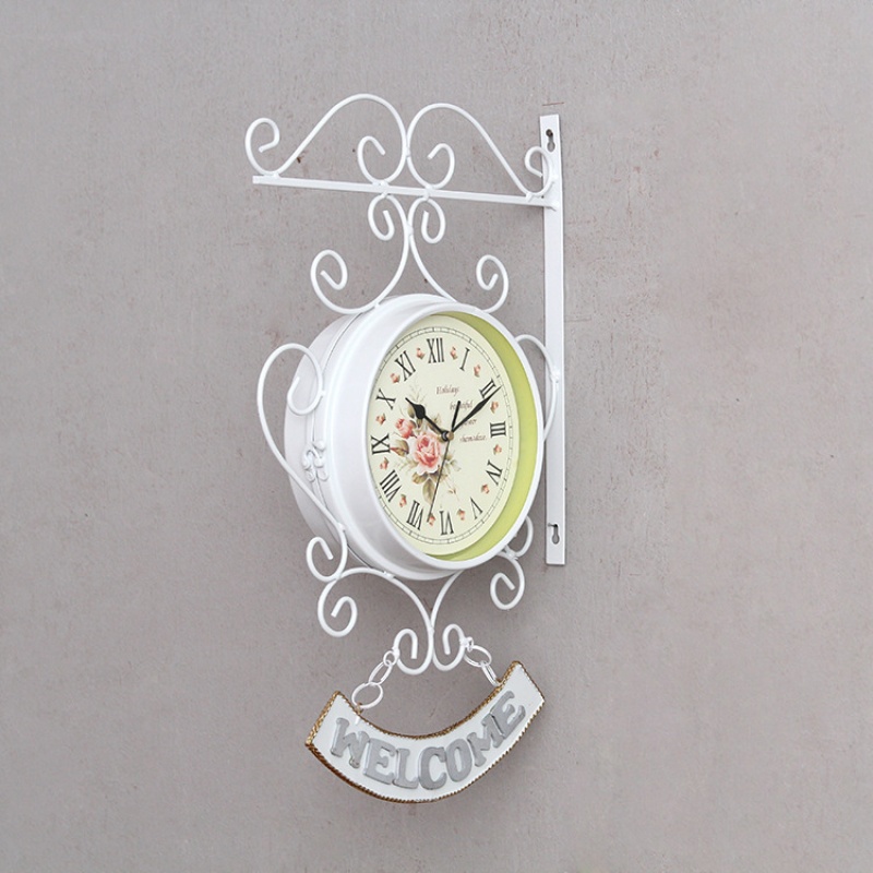 欧式双面壁挂钟定做Wall clock白色印花铁质电池时钟在类目 家居饰品, 家居钟饰/闹钟, 挂钟中 - 来自Buy2taobao.com提供专业的淘宝代购服务
