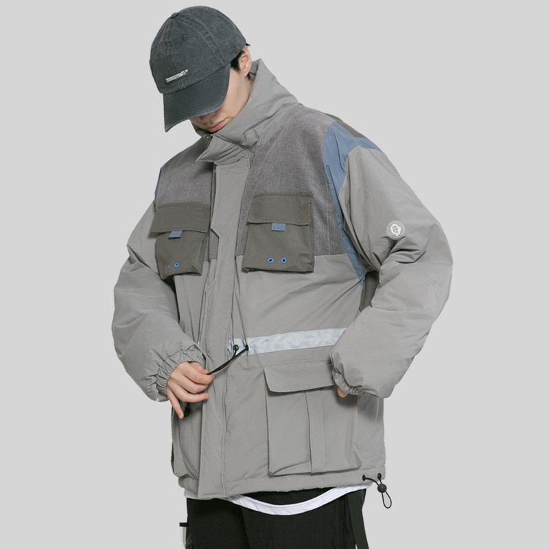 observer lab 冬季保暖灯芯绒拼接机能科技感保暖棉服棉衣
