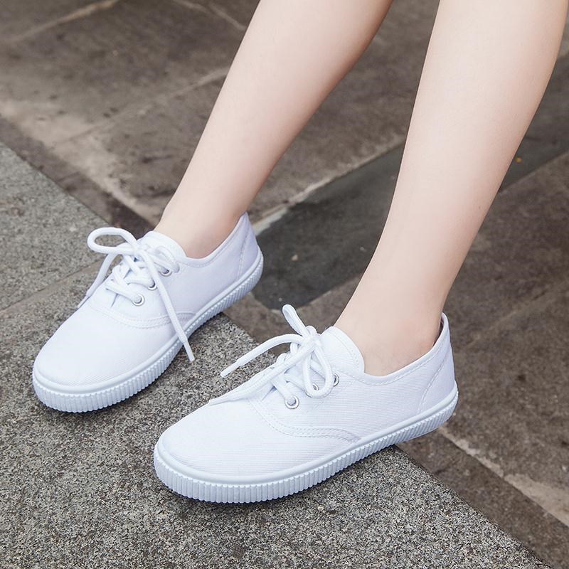 中大童_中大童白鞋儿童鞋男童系带白色鞋绑带小学生跑步球鞋女童布鞋