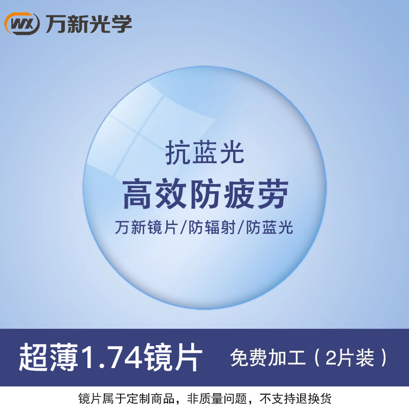万新光学174超薄非球面镜片167高度近视散光161防蓝光镜片2片