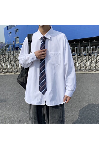 送领带港风jk制服男学院风韩版ins情侣白衬衫水手服dk衬衣,男装衬衫