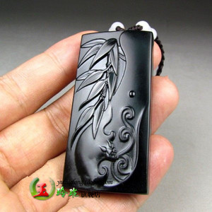 正品新疆和田玉黑墨玉雕祝福牌子吊坠细料精雕祝福子冈挂件送证书