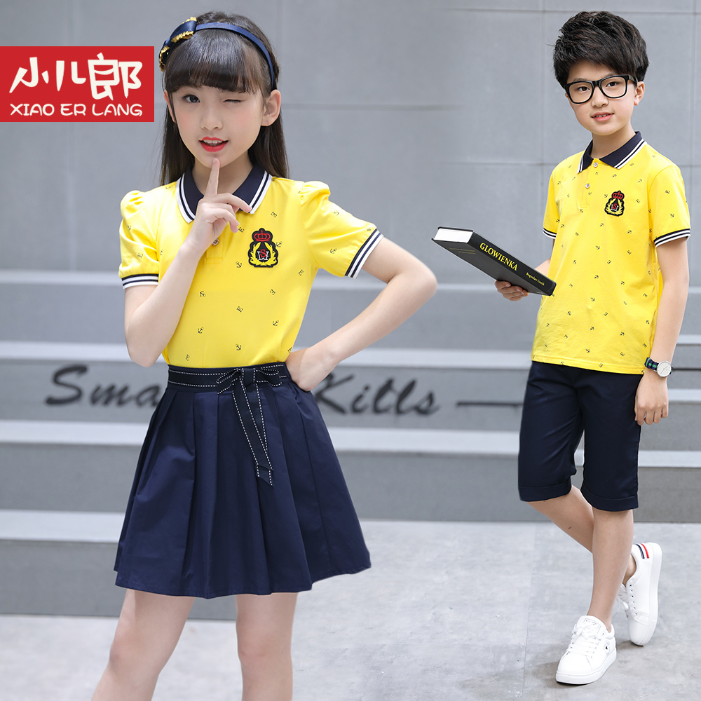 夏季儿童校服裙六一二三四五六年级短袖班服小学生棉短袖运动套装