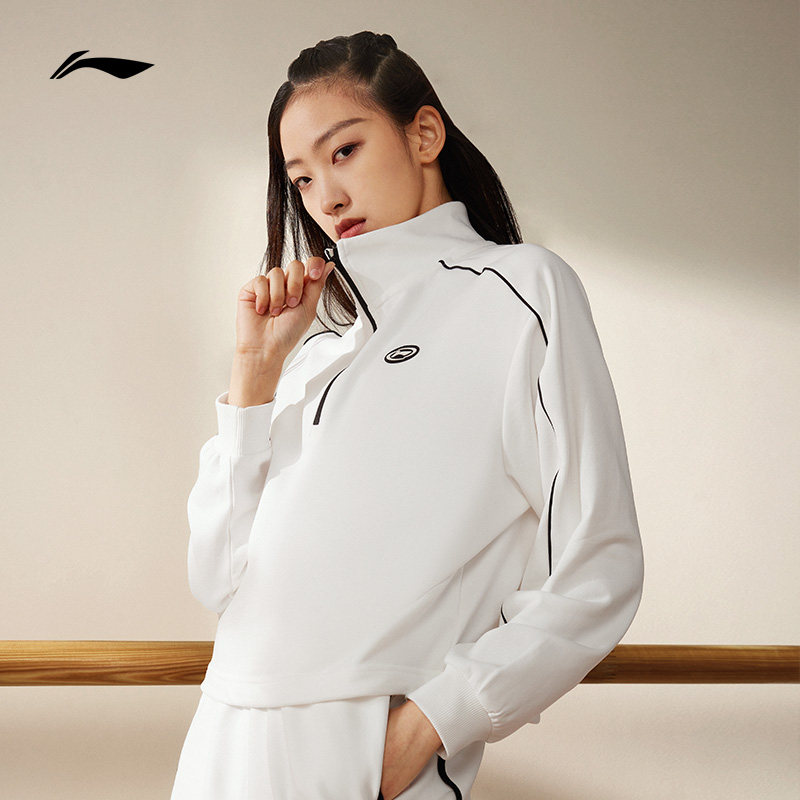 李宁女子舞蹈卫衣|2023新款春季健身跑步长袖运动服女士鱼骨上衣