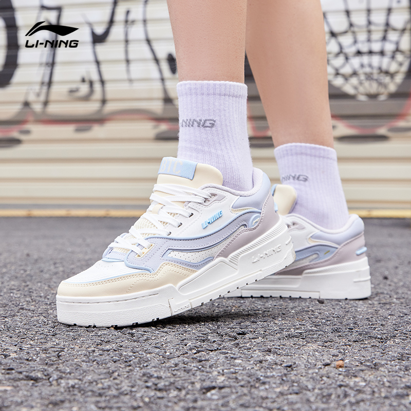 李宁板鞋女鞋001日进斗金休闲鞋潮流时尚运动鞋经典撞色女生鞋子
