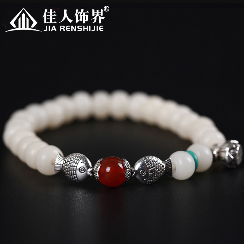 原創天然白玉菩提根單圈手串女魚戲蓮花女款手鏈飾品配飾佛珠情侶在類目 飾品/流行首飾/時尚飾品新, 手鍊中 - 來自Buy2taobao.com提供專業的淘寶代購服務