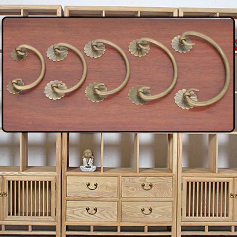 荣云阁仿古纯铜拉手家具铜活配件古建衣柜箱子抽屉单孔半圆拉手