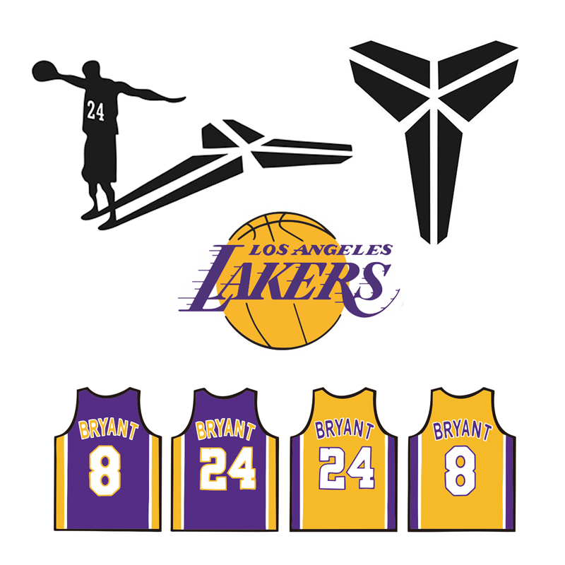 包邮 科比车贴logo标志湖人球衣24号8贴纸反光纪念黑曼巴kobe精神篮球