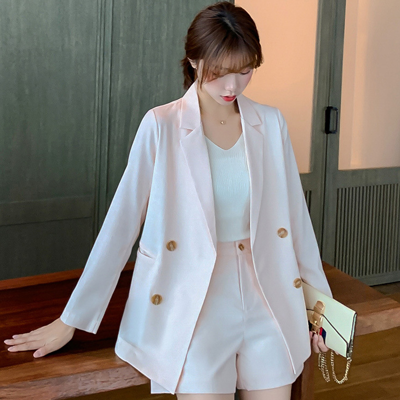 韩版女装气质优质时尚百搭西装款翻领双口袋长袖显瘦上衣开衫外套