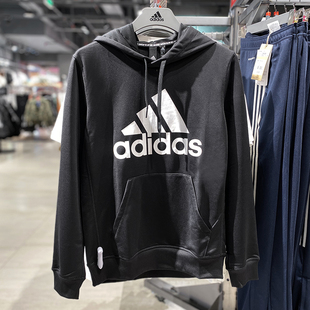 阿迪达斯卫衣男Adidas2023秋季新款运动连帽衫黑色运动经典GN0827