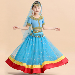 儿童演出服套装新款民族舞舞蹈服装女肚皮舞茉莉公主印度舞表演服