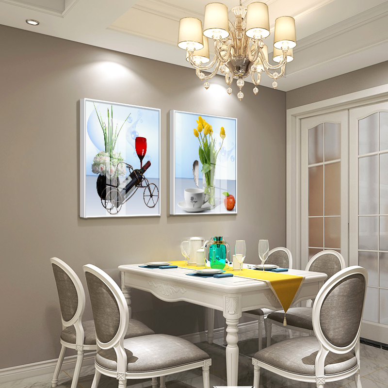 餐厅装饰画 创意个性现代简约饭厅挂画二联餐厅墙面装饰餐桌壁画