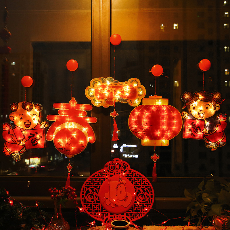 春节装饰彩灯led灯笼福字挂灯新年家用过年窗户灯饰节日布置挂件
