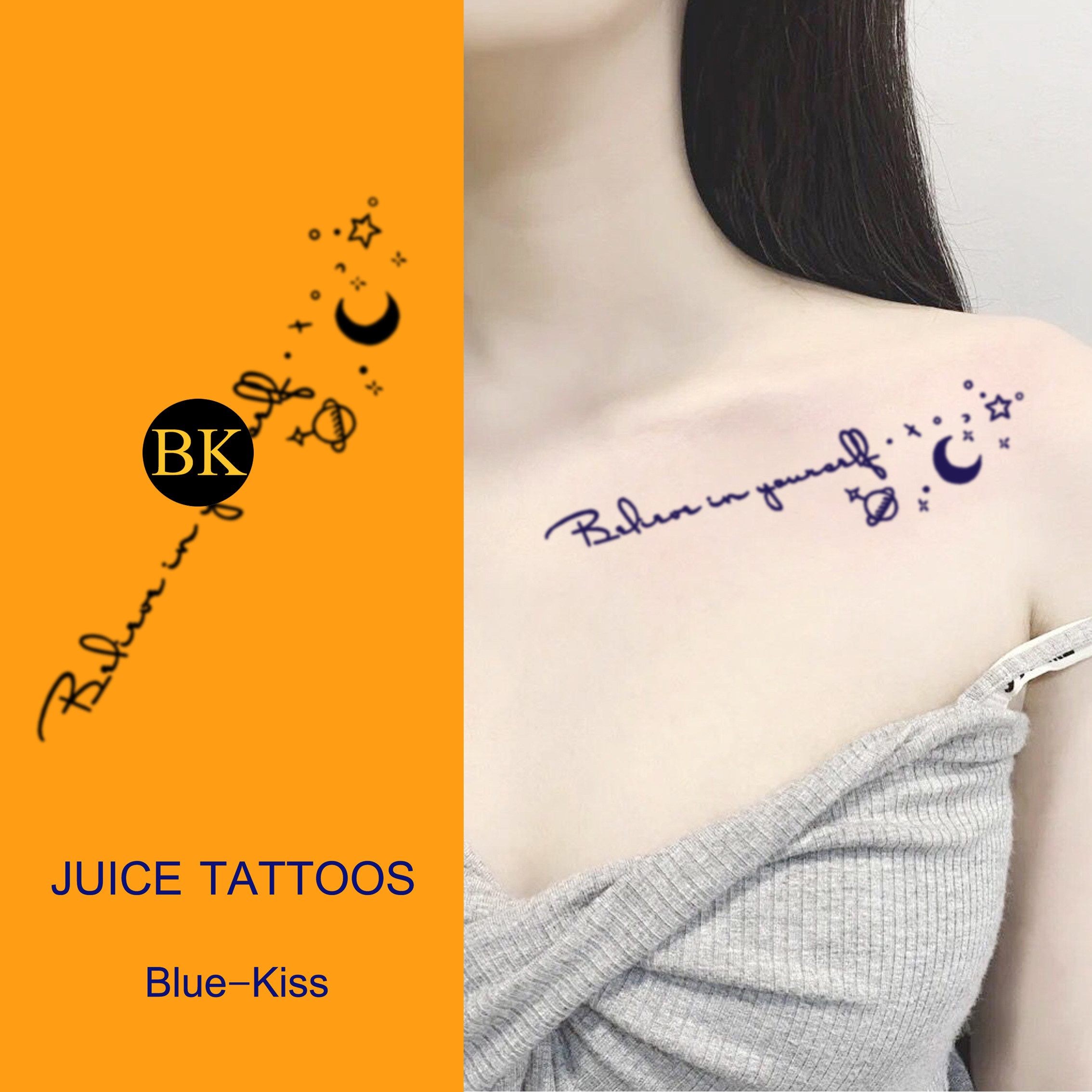 热销纹身贴防水女款英文