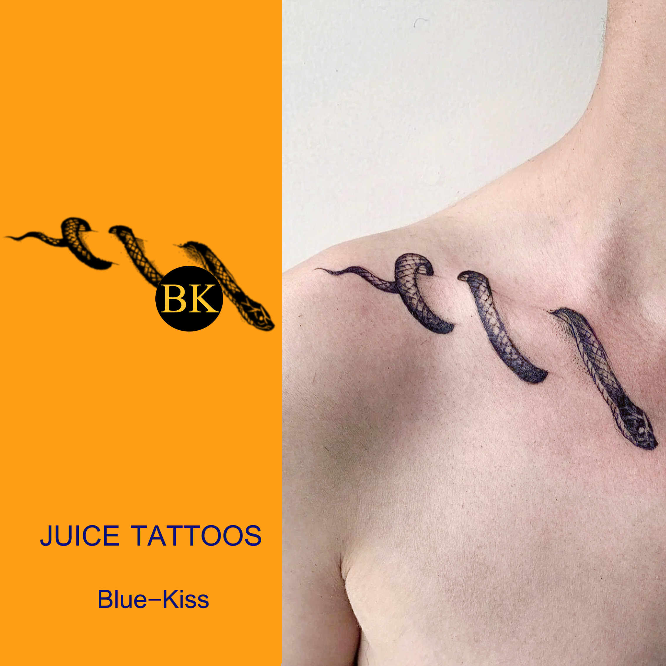 bluekiss蓝吻 暗黑风草本纹身贴锁骨蛇ins持久防水男女个性贴纸潮
