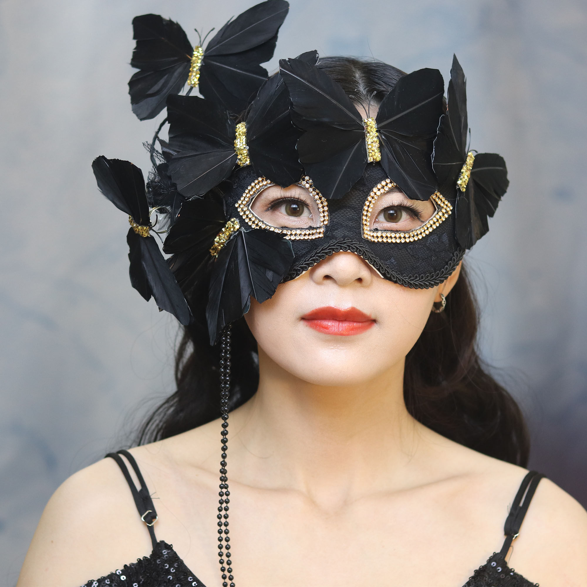 暗黑奢华夸张蝴蝶羽毛蕾丝面具搞怪派对化妆舞会演出摄影万圣节