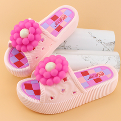 韩版夏季拖鞋女士浴室洗澡沙滩鞋厚底塑料凉拖鞋厚底花朵可爱拖鞋