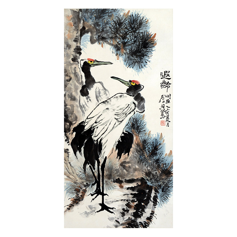 乍启典《双鹤图》纸本立轴