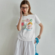 ROHEME设计师原创短袖t恤女夏季小众纯棉白色正肩小个子短款上衣t