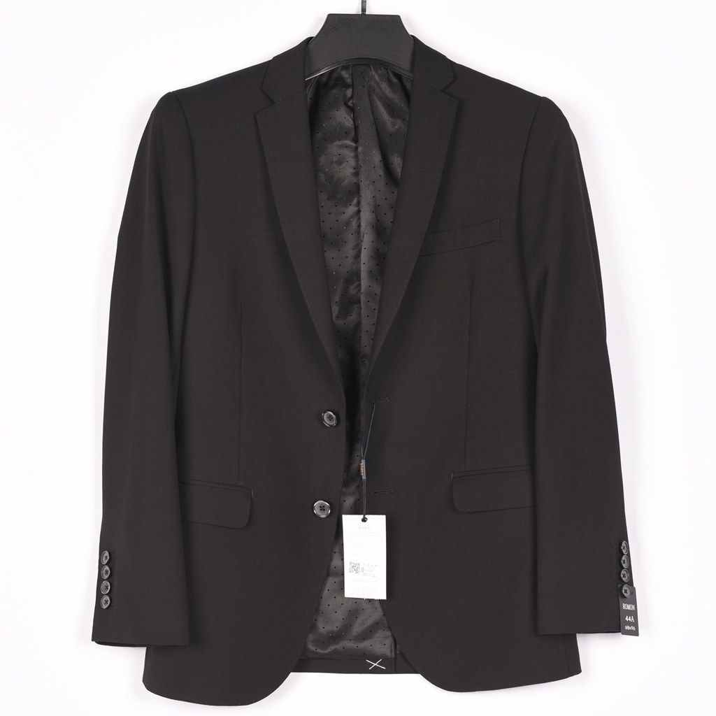 一线品牌秋季男款商务休闲纯色修身西服外套上衣男黑色单西