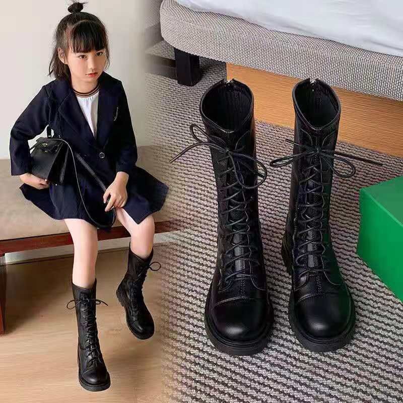 女童靴子单靴儿童马丁靴新款长筒靴加绒棉靴骑士靴宝宝鞋图片
