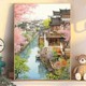 新中式DIY方钻满钻钻石画钻石绣贴钻砖石画江南水乡古镇春天风景