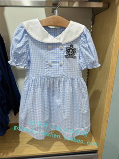 PawinPaw童装专柜正品24年春夏新款女童格子短袖连衣裙OWE2423M