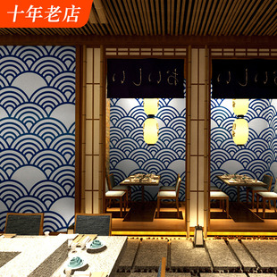 和风墙纸日系装修日式风格日本料理日料寿司店海浪浮世绘宿舍壁纸