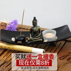 禅意佛像香插香薰炉烛台香座香熏客厅茶几摆件装饰摆件送试用香