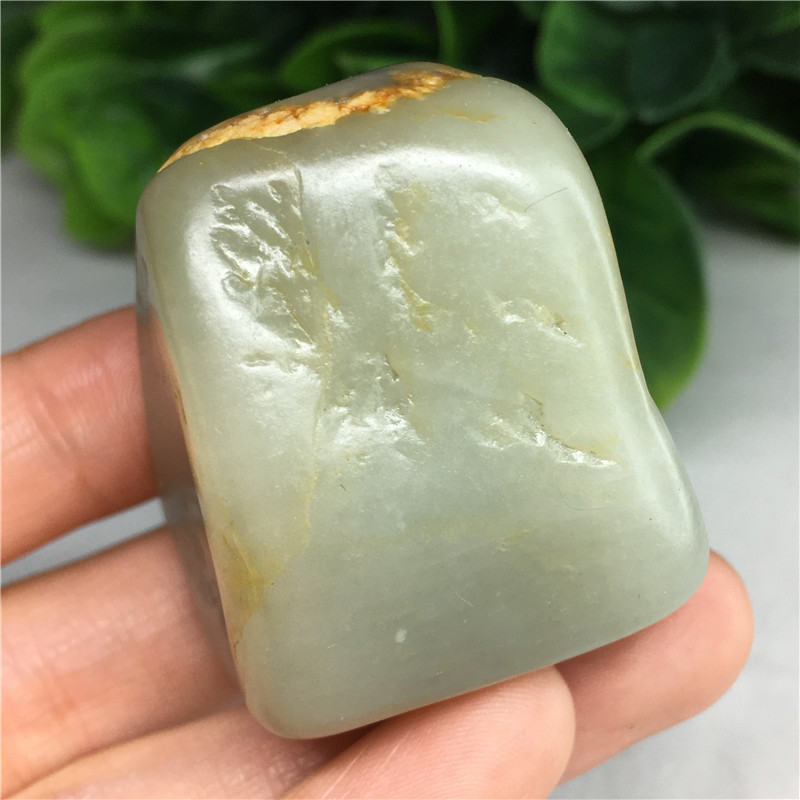 细润青白籽新疆和田青白玉籽料原石真皮独籽天然玉石雕刻料原籽