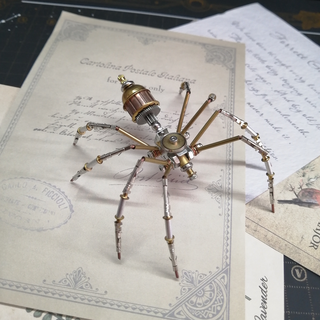 蒸汽朋克金属拼装模型机械昆虫小蜘蛛创意手工DIY男孩生日礼物