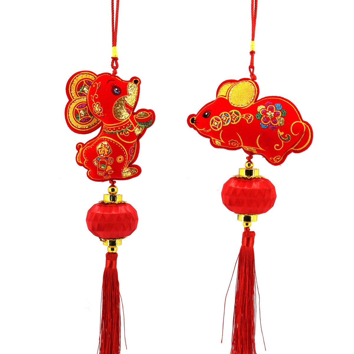 公司新年挂饰_2020鼠年春节装饰新年生肖挂饰年货中国结福鼠灯笼公司